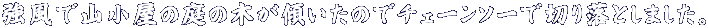 ŎR̖̒؂X̂Ń`F[\[Ő؂藎Ƃ܂B 